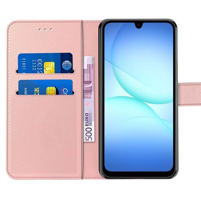Coque de Protection - BOOLING - pour Samsung Galaxy A17 4G/5G - Synthécuir Anti-Rayure Rose - 2 Vitres