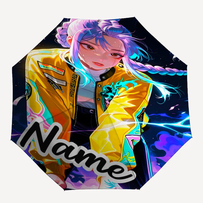 Personalized Name K-KPop Demon Hunters Print Umbrella - Automatic Open/Close, Eight-Rib Durable Frame, Automatic Folding Umbrella