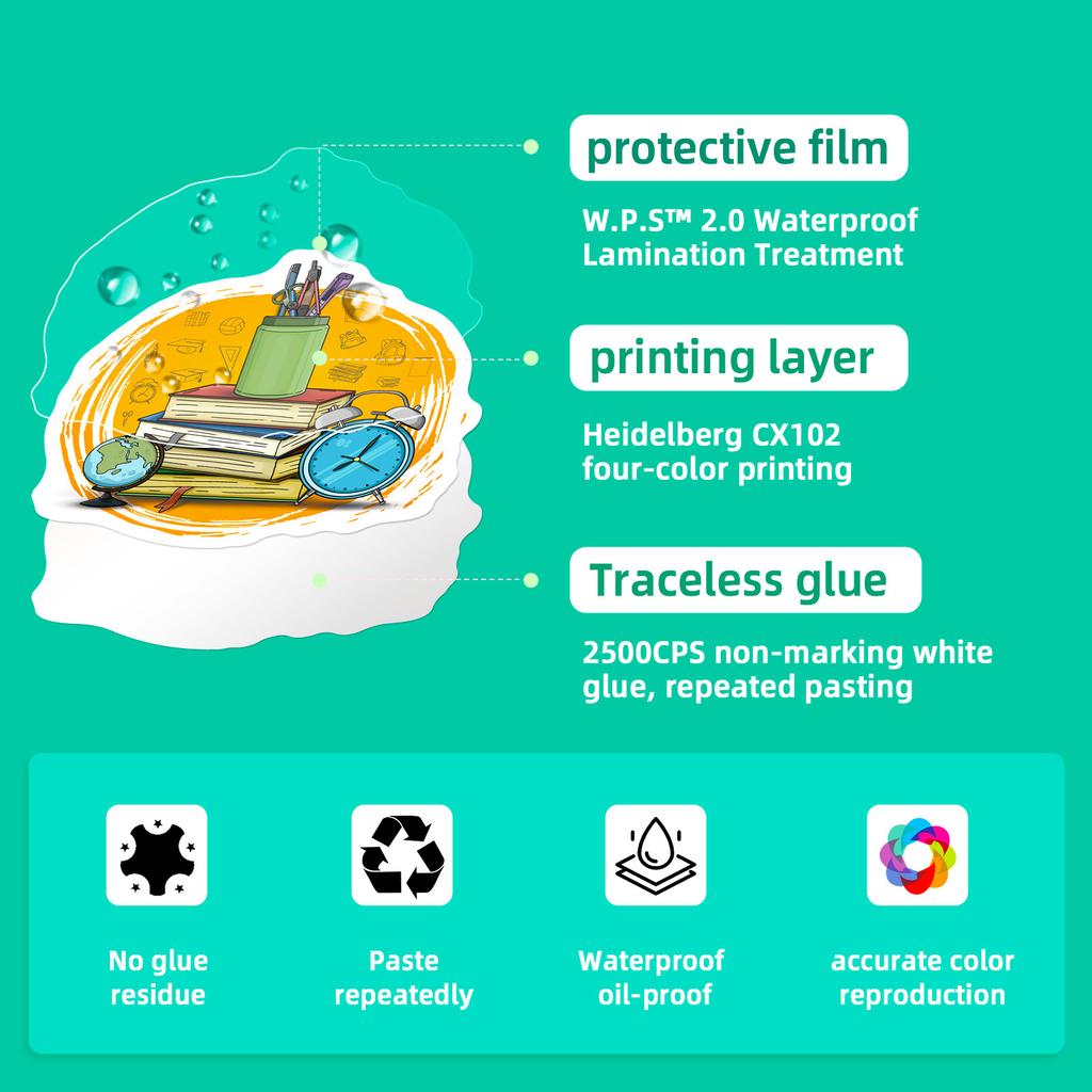 100 шт. Наклейки ко Дню учителя - Наклейки на школьную тематику для тетрадей, багажа, подарков