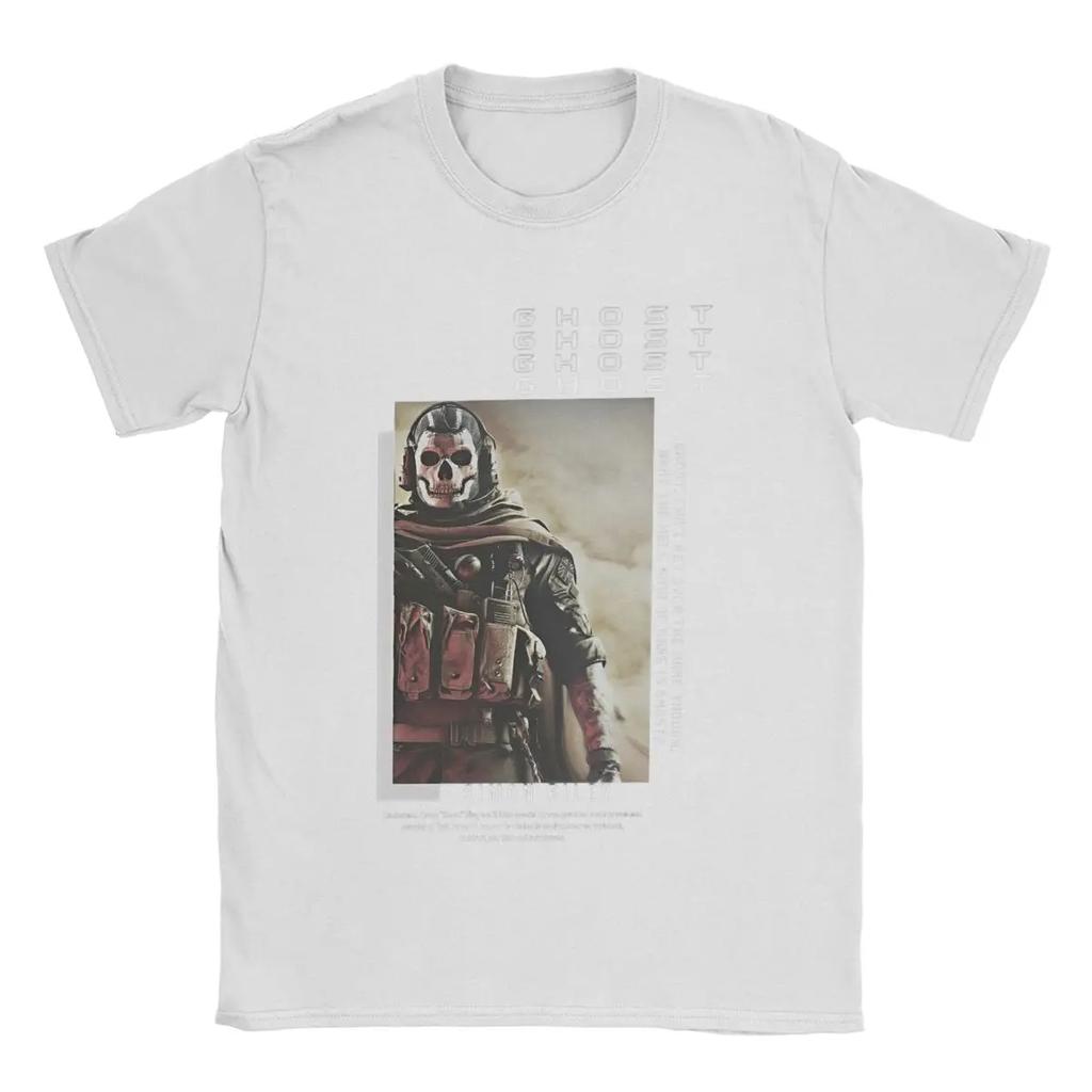 Leisure Call Game Duty Simon Ghost Riley T-Shirts Men Round Collar 100% Cotton T Shirts MW2 Short Sleeve Tees Summer Clothing