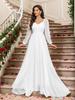Elegant Lace Long Sleeve Evening Gown Wedding and Banquet Dress