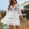 Кружевной пляжный парео пляжная одежда купальник накидка плайя парео туники для пляжа туника купальники женские