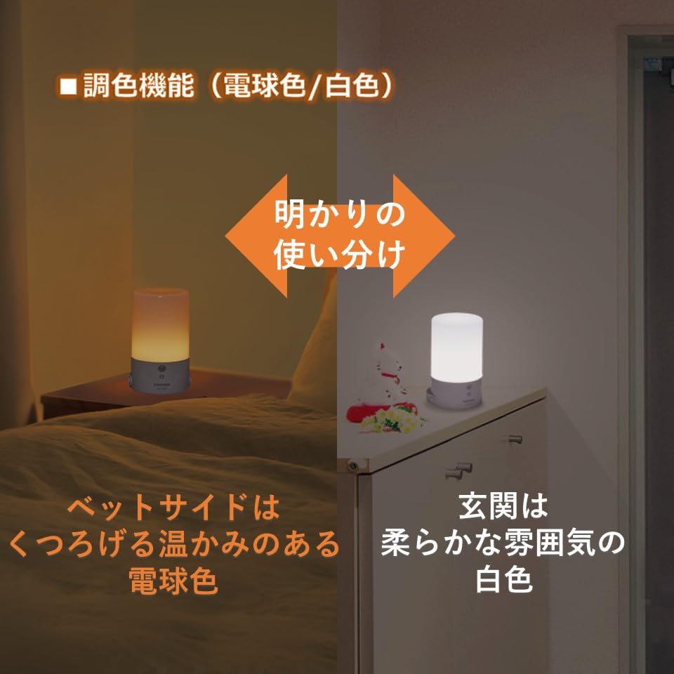 Toshiba LED Lantern with Sensor, Waterproof (JIS IPX4), Stepless Dimming & Color Temperature Adjustment (Cool White/Warm White), Motion & Light Sensor