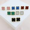 Fashion Four-Leaf Clover Titanium Steel Earrings Senior Sense Of Hundred With Earrings Trend Temperament Ladies Earrings