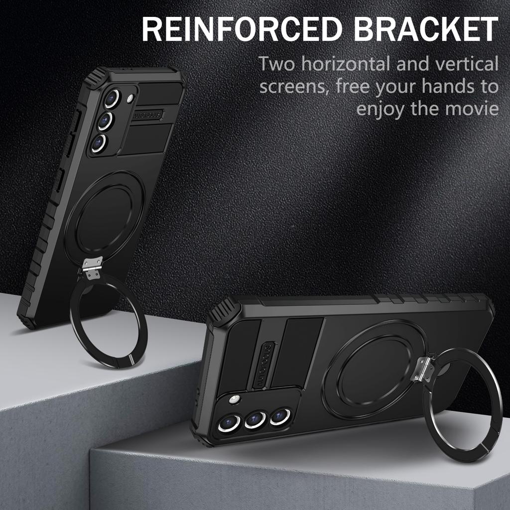 For Samsung Galaxy S21 4G/5G Case PC+TPU Kickstand Magnetic Phone Protection Cover