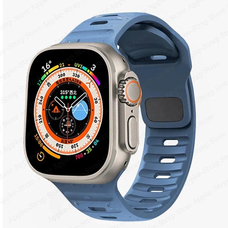 Silicone Strap for Apple Watch Band Ultra 2 49mm Correa Bracelet for Iwatch 9 8 7 6 5 SE 4 3 2 1 44mm 40mm 41mm 45mm 38mm 42mm Watchband