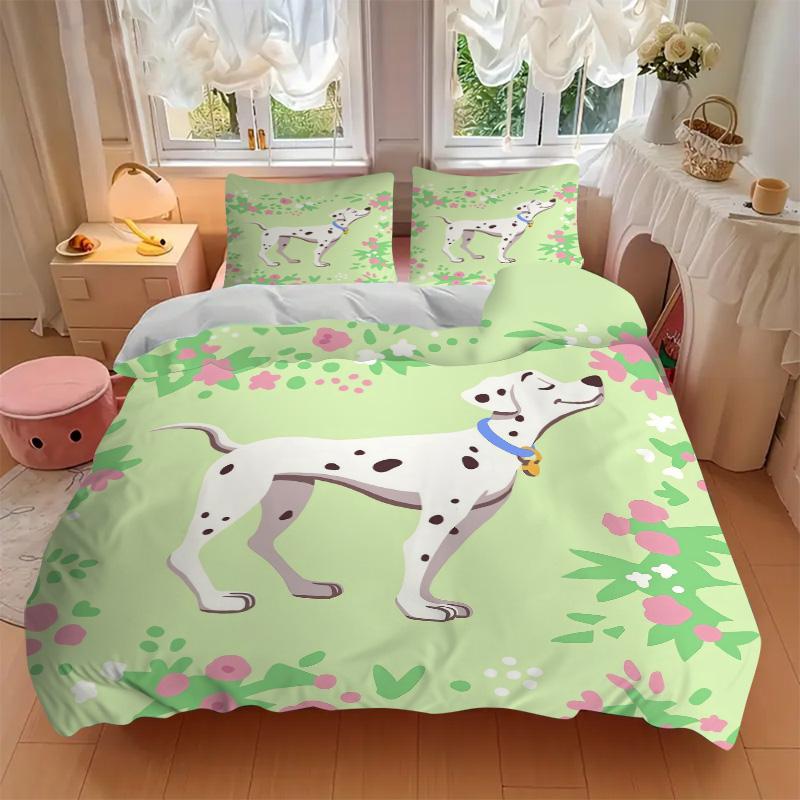 Dalmatian Floral Garden Print 3Pcs Bedding Setduvet Cover With 2 Bedropillowcase Home Birthday Gift