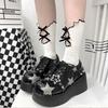 Туфли Y2k на высоком каблуке на танкетке, женская обувь с граффити и звездами на платформе, туфли на платформе в стиле панк, готической Лолиты, Мэри Джин