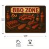 BBQ Zone Retro Metal Sign 20x30cm - Grilled Design Wall Decor for Home, Bar, or Restaurant.
