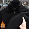 Универсальная мужская толстовка на молнии с воротником-стойкой и флисовой подкладкой для осени/зимы, модный европейский/американский топ с длинным рукавом 2025.
