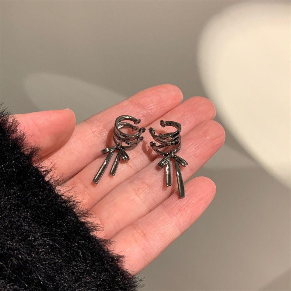 Non-piercing Lacing Bow Ear Cuffs Y2K Bow Earrings Trendy Balletcore Ribbon Ear Cuff  Gift