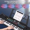61 Keys USB Electronic Organ Kids Electric Piano with Microphone Black Digital Music Electronic Keyboard LED Display
