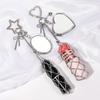 1pc Lipstick Bag Lip Balm Bag Stainless Steel Interchangeable Keychain Bag Accessories Key Chain Charm Net Pocket