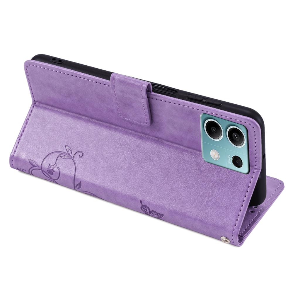 Для Xiaomi Redmi Note 13 4G чехол для телефона с защитой от царапин чехол из искусственной кожи с принтом бабочки и цветочной подставкой для телефона