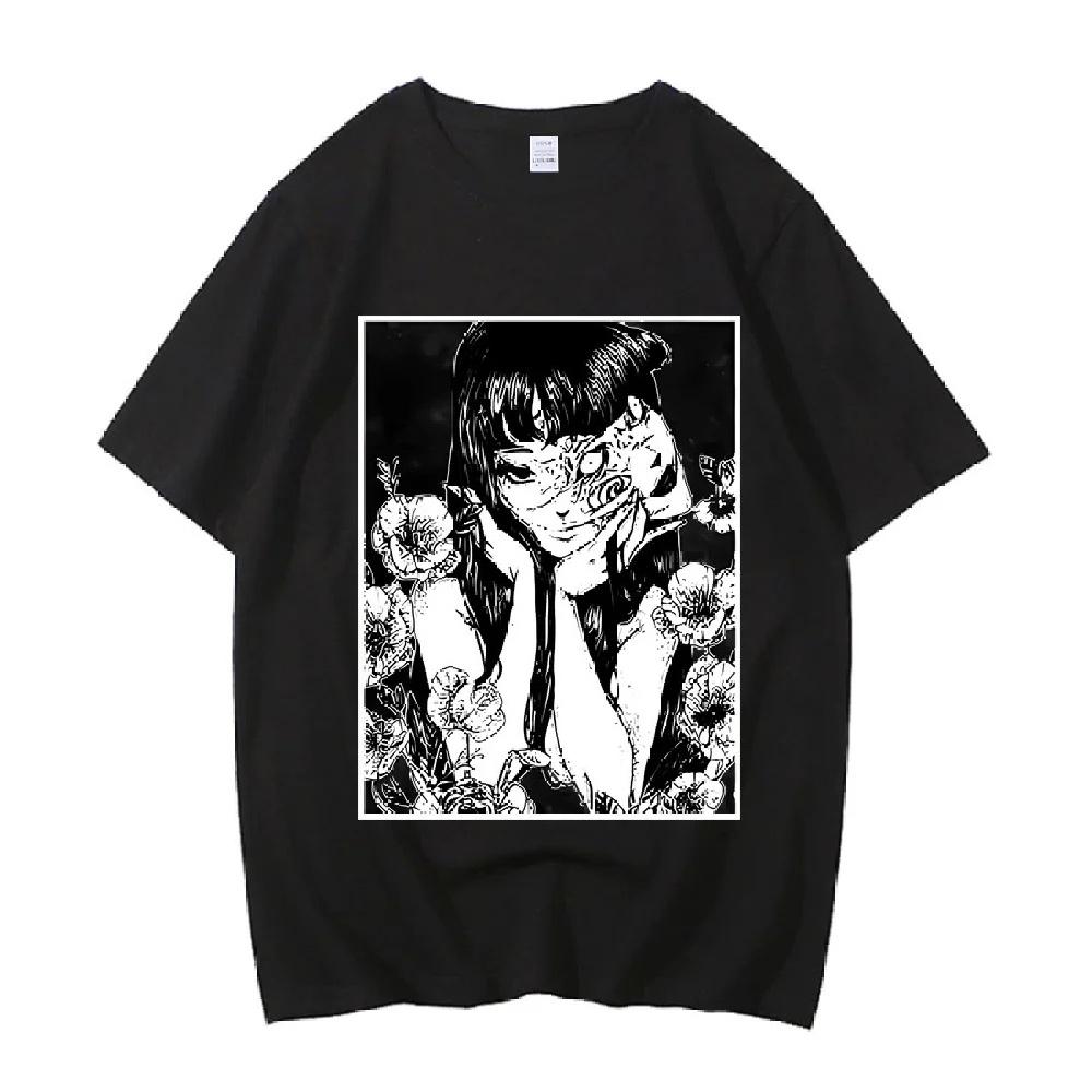 Мультяшная футболка Junji Ito Uzumaki Хоррор Япония Гуро Забавная Девушка Аниме Высококачественная хлопковая футболка Подарочная футболка3