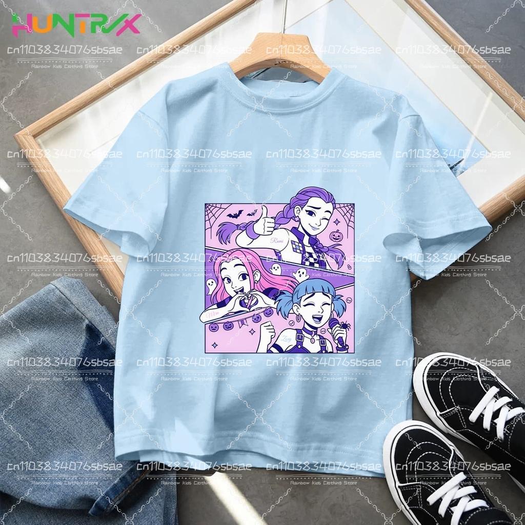 Children's Clothing KPop Demon Hunters Fashion Casual Tops O-Neck Short Sleeve Girls Boys K-Pop Demon Hunters Fans Gift T-shirt