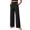 High Waisted Straight Leg Pull-On Pants with Elastic Waist and Pockets