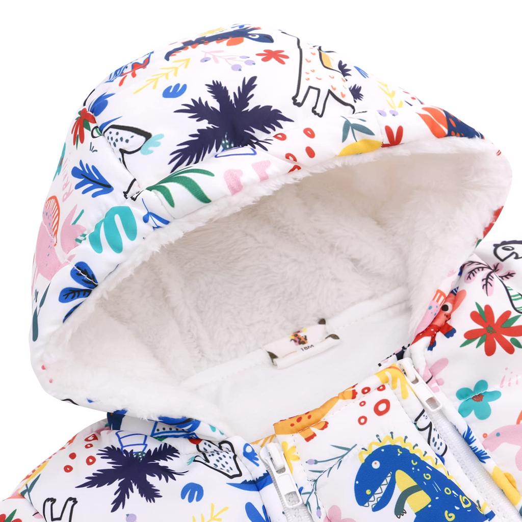 Famuka Детский комбинезон-ромпер-комбинезон с зимней курткой на пуху с принтами животных и и зимняя одежда для мальчиков и размеры 12 месяцев возраст Детский капюшон,