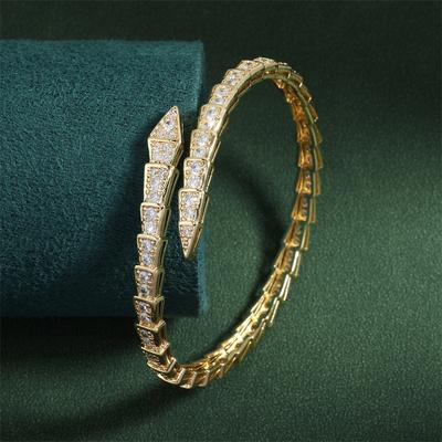 Классические браслеты-манжеты в виде змеи для женщин, простые модные блестящие инкрустированные циркониевые браслеты, свадебные украшения для вечеринок