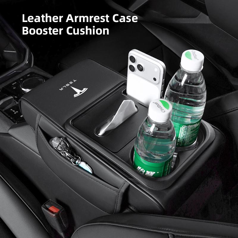ALJ1 Car Armrest Box Leather Pad Auto Armrest Mat High Quality Auto Accessorie For Tesla SpaceX Model 3 Y S X Cybertruck CoilHighland