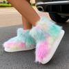 Hot Selling Women's Boots 2024 Autumn Outdoor Party Flat Bottomed Sleeve Mouth Color Blocked Plush Comfortable Boots for Women