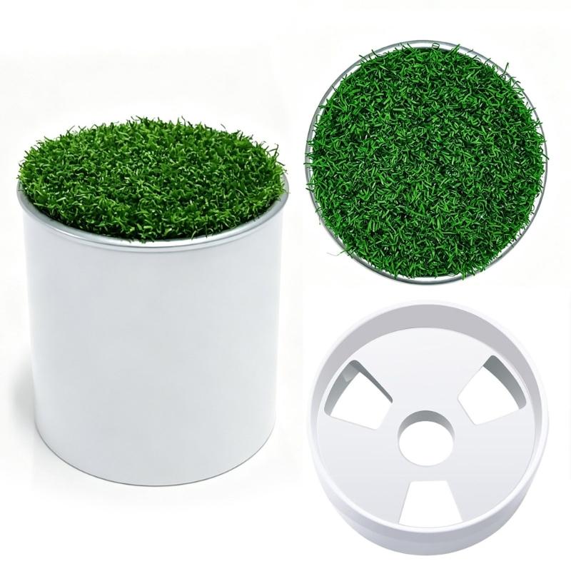 Golf Putting Cup and Grass Style Cover Set for Backyard Practice, Round Cup with Removable Cap and 3-Hole Base Design