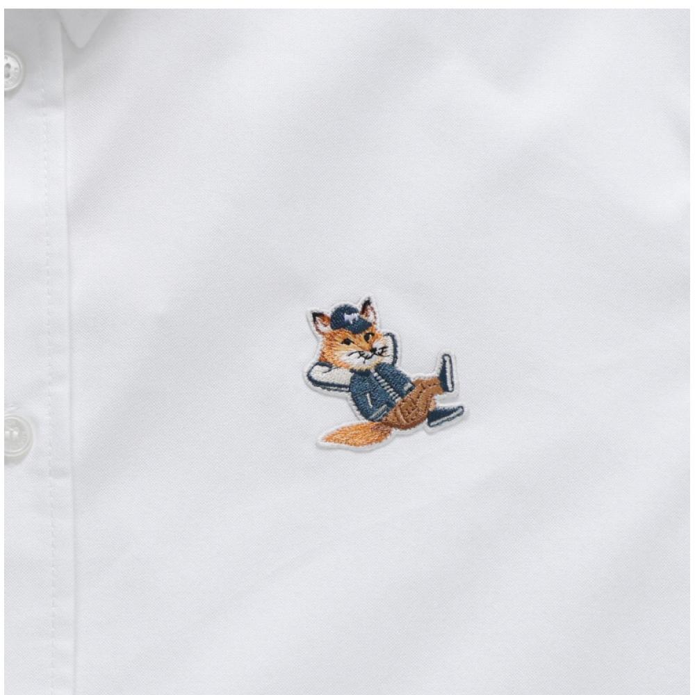 Maison Kitsune Km00488wc2010 P100 Мужская рубашка с нашивкой Dressed Fox
