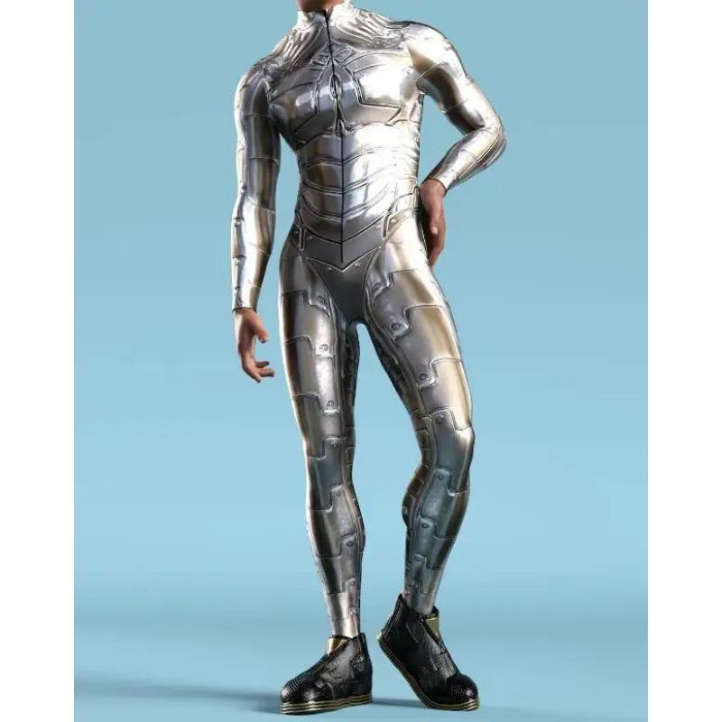 Креативный мужской комбинезон с нерегулярными линиями, 3D комбинезон в стиле киберпанк, боди на Хэллоуин, карнавальный костюм, комбинезон для выступлений, костюм зентай