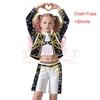 Kids K-pop Rumi Zoey Mira Cosplay Huntrix Costume 3D Print Demon Hunters Mira Stage Costumes Child Halloween Party Clolthes Set