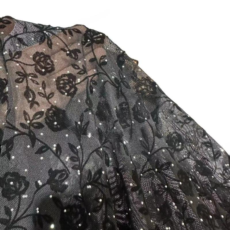 1м*1,4м Разные типы Эластичная 40D Полиэстеровая сетчатая ткань Флок Цветочный Геометрический Вельветовая ткань для ткани для одежды для йоги