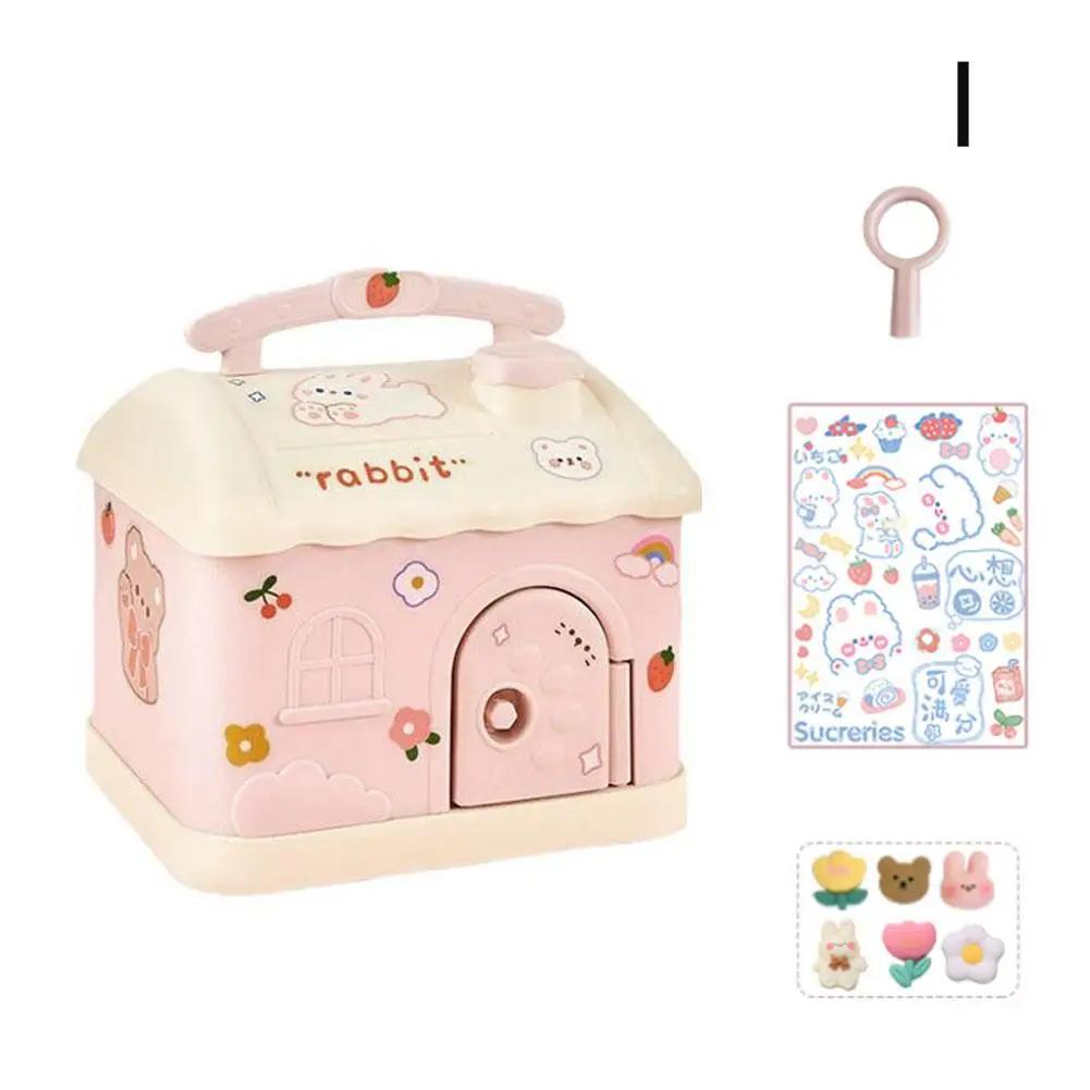 Милый мультяшный домик-копилка-кролик, милая коробка для хранения вещей для детей с наклейками своими руками, украшение дома, подарки на день рождения для детей