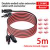 12AWG/5M Dual-Head Solar Extension Cable With 1000V/1500V PV DC Connector Silicone Tin-Plated Copper Home OR RV Solar Cable