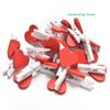 20Pcs Wooden Red Stylish Love Heart Pegs Photo Paper Clips Wedding Craft Decor