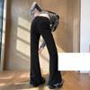 Women's Spring/Autumn Elastic Waist Micro Flared Pants for Short Women Athletic Bell-bottom Pants Yoga Pants