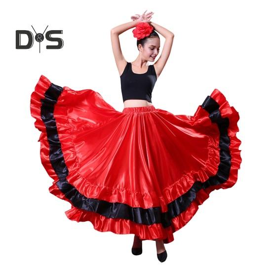 Женская макси-юбка с эластичной резинкой на талии, многослойная юбка-торт, красная, черная, 360-градусная негабаритная юбка, одежда для выступлений на сцене