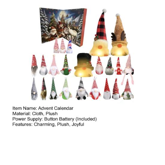 Гном Адвент-календари 2025 24 дня Рождественский календарь обратного отсчета с 24 коллекционными фигурками Светящиеся гномьи украшения для домашнего декора