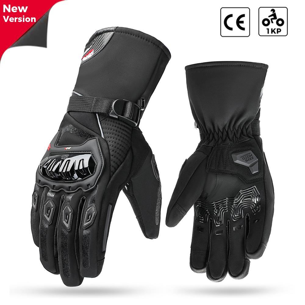 KEMiMOTO CE Мотоциклетные перчатки Зимние Черные Guantes Moto Invierno Теплые Перчатки с сенсорным экраном Водонепроницаемые Ветрозащитные Защитные