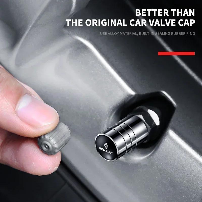 2026 Hot For Renault Interior Stickers 4PCS Car Tire Hub Valve Cover Metal Aluminum Metal Dust Cover Auto Accessories For Renaul
