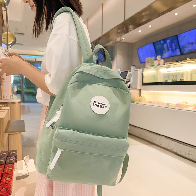 Женский школьный рюкзак, легкий, в стиле колледжа, однотонный рюкзак для старшеклассников