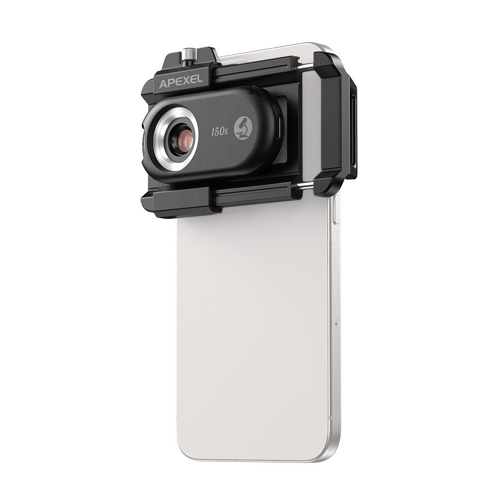 APEXEL APL-MS150 150X Mobile Phone Microscope Lens with LED/ UV Lights Built-in CPL Filter Battery