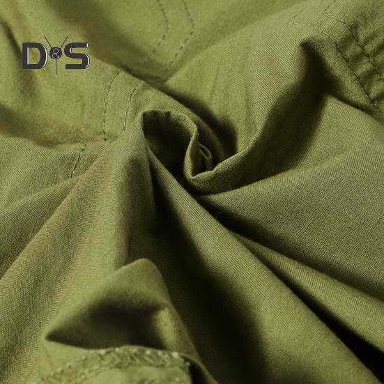 Men Cropped Pants with Multi-Pockets Design Mid-rise Button Zipper Fly Straight Leg Solid Color Cargo Shorts