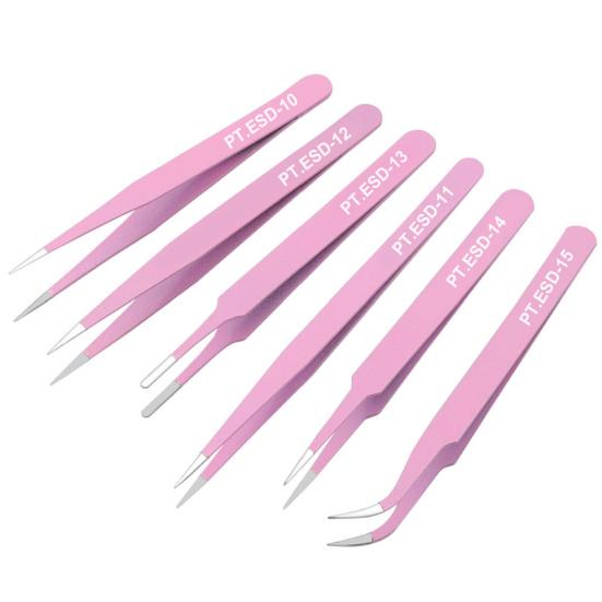 6 шт., высокопрочные пинцеты с различными характеристиками, антистатические антистатические ESD пинцеты для электронного ремонта, инструмент для обслуживания