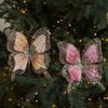 Sparkling Christmas Butterfly Pendant with Clip Glitter Holiday Decor Multicolor Flannel Xmas Tree Hanging Ornaments