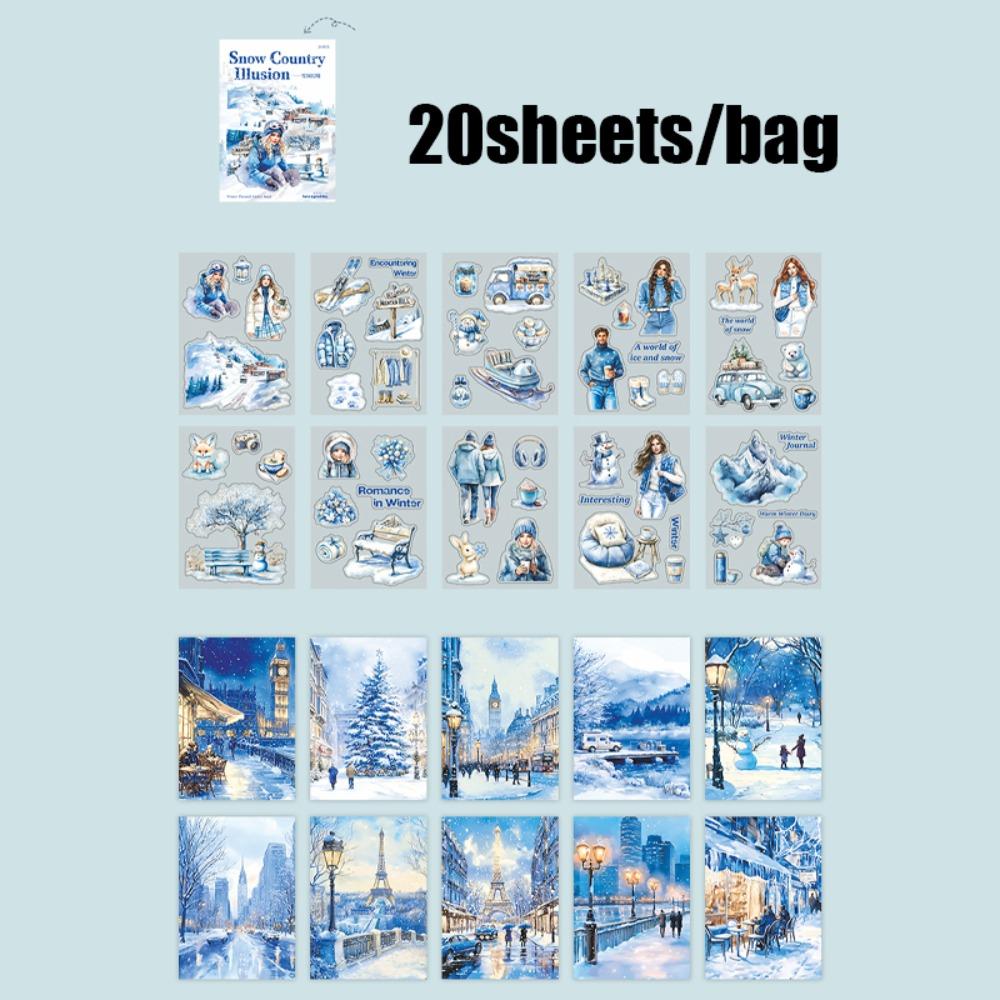 20 листов наклеек для дневника Водонепроницаемая наклейка для скрапбукинга Новый альбом с наклейками Канцелярские принадлежности