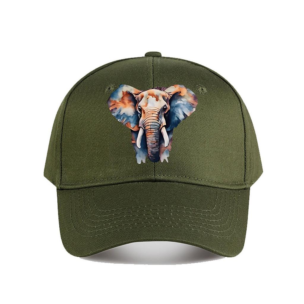 Vibrant Watercolor Elephant Wall Art Decor Baseball Cap Fashion Unisex Sunhat Womens Outdoor Sports Snapback Cap