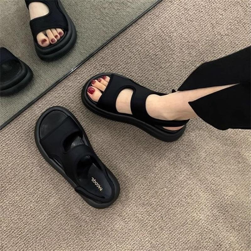 Сандалии на толстой подошве на липучках с дизайном на одно плечо для пляжа и спорта