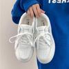 Little White Shoes Spring and Autumn New Thick-soled Pure White Round Head Board Shoes Student Lace-up Casual Shoes Women