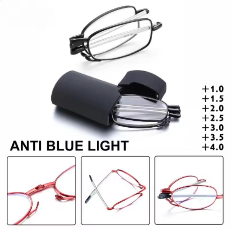 Gift Case Foldable Reading Glasses +1.00 To +4.00 Strength Men Women Anti Blue Light Farsightedness Eyewear