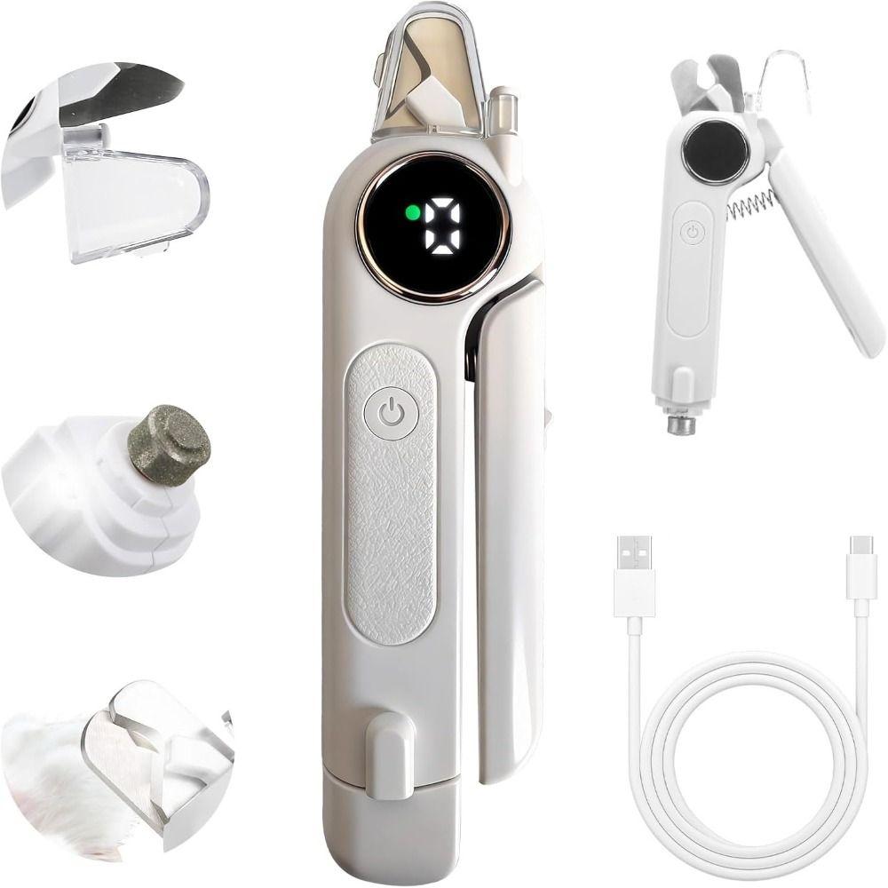 Ultra Quiet Dog Cat Nail Grinder LED Light Dog Cat Nail Trimmer  for Large Medium Puppy Dogs