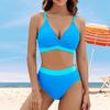 2Pcs/Set Beach Bikini Set V-Neck Sling Bra High Waisted Tummy Control Briefs
